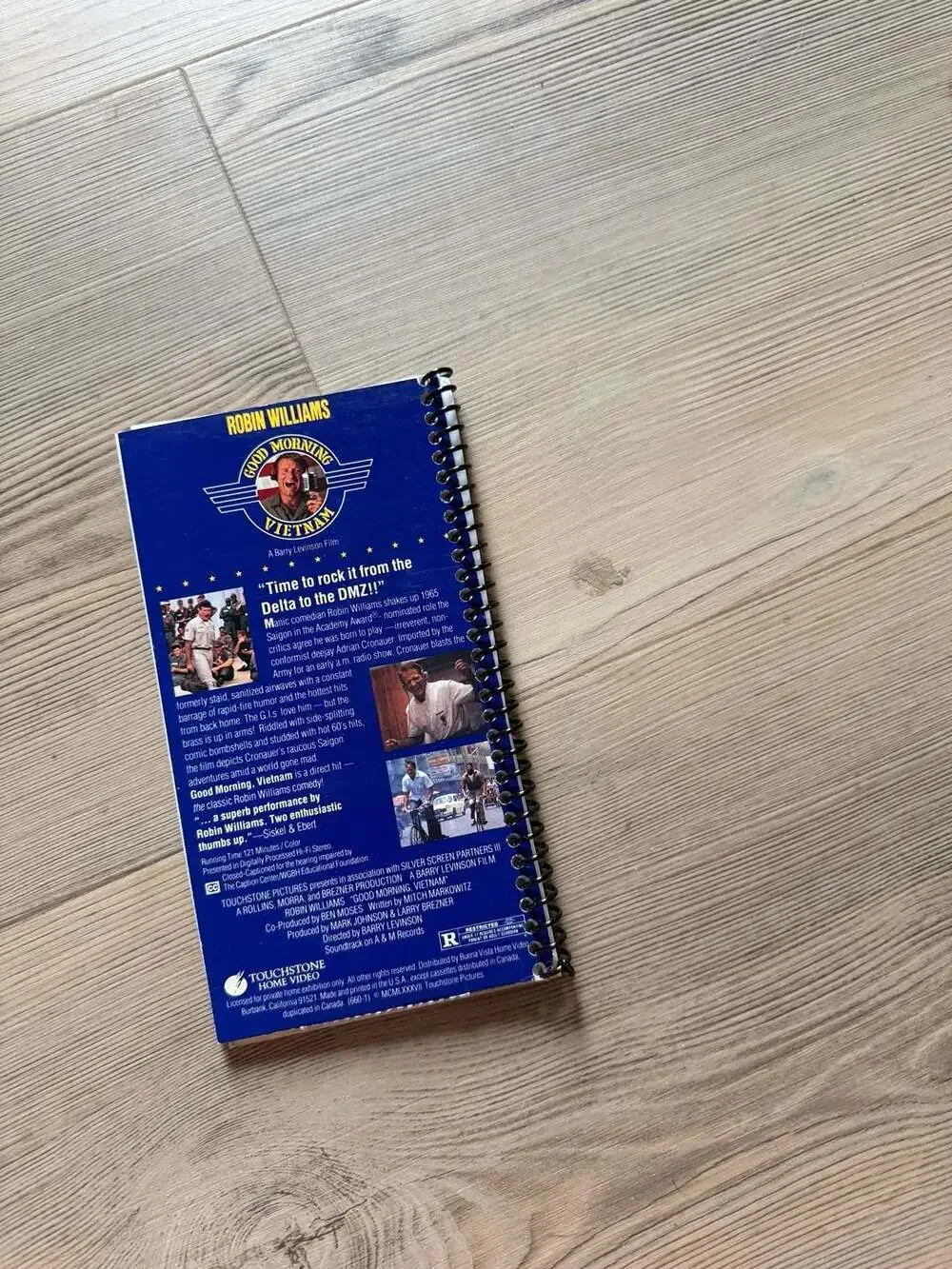 Good Morning, Vietnam Robin Williams Movie VHS Upcycled Spiral Bound Notebook